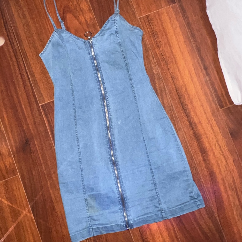 Jean zip up dress